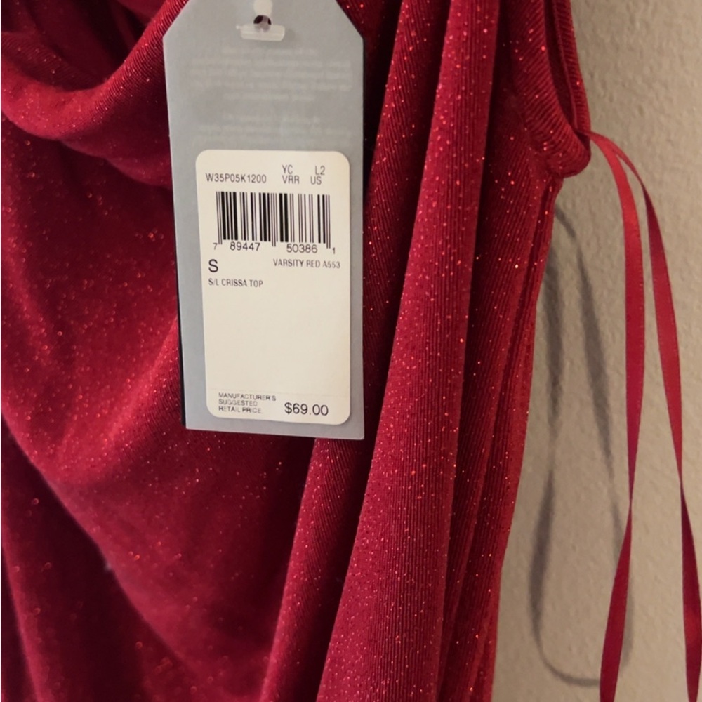 Guess Women’s Red Glitter Top - Picture 4 of 6